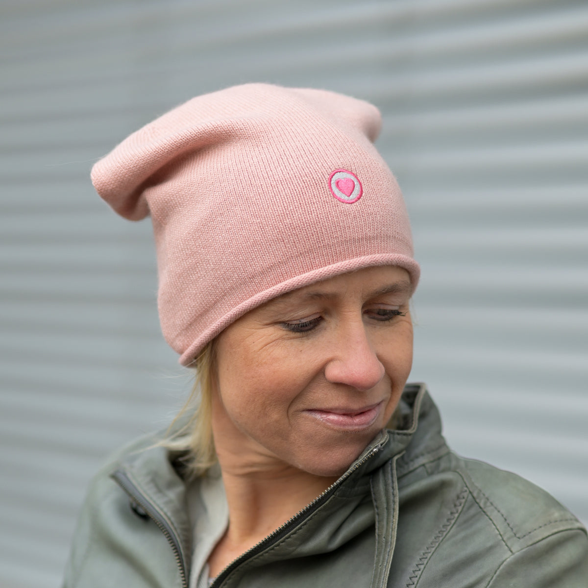 Herzlein® Kaschmir Beanie in Rosa Beige