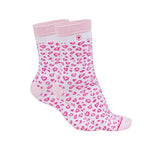 Herzlein Socken für Damen mit Leopard Leo Print Muster in Pink Rosa und Weiss Baumwolle