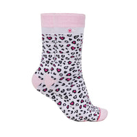 Herzlein Socken mit Leoprint Leopard Muster in Schwarz Pink und Weiß für Damen BaumwolleS