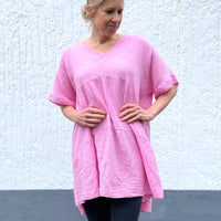 Herzlein Musselin Tunika aus Baumwolle Blouse Musselinblouse für Damen in Rosa