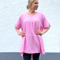 Herzlein Musselin Tunika in Rosa aus Baumwolle Blouse Musselinblouse für Damen