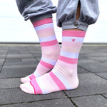 Herzlein Socken Pink Rosa gestreift Ringelsocken für Damen Baumwolle