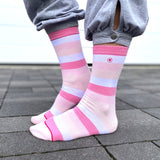 Herzlein Socken Pink Rosa gestreift Ringelsocken für Damen Baumwolle