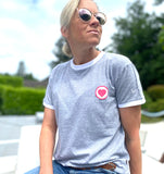 Herzlein® T-Shirt Shirt Tshirt für Damen Frauen Mädchen mit Herz in Grau Hellgrau Weiss Weiß meliert