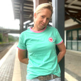 Herzlein® T-Shirt Shirt tshirt für Damen Frauen Mädchen mit Herz in Mint Hellgrün Grün Rosa