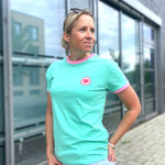 Herzlein® T-Shirt Shirt tshirt für Damen Frauen Mädchen mit Herz in Mint Hellgrün Grün Rosa