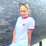 Herzlein® T-Shirt Shirt Tshirt für Damen Frauen Mädchen mit Herz in Weiss Weiß