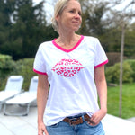 Herzlein® T-Shirt "Leo Lips" in Weiss mit Pink aus Baumwolle Shirt für Damen