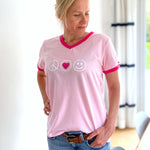 Herzlein® T-Shirt "Peace" in Rosa mit Pink aus Baumwolle Shirt für Damen