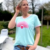 Herzlein® T-Shirt "Rainbow" in Mint Hellgrün mit Pink aus Baumwolle Shirt für Damen