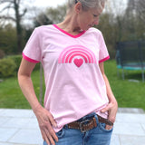 Herzlein® T-Shirt "Rainbow" in Rosa mit Pink aus Baumwolle Shirt für Damen