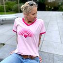 Herzlein® T-Shirt "Rainbow" in Rosa mit Pink aus Baumwolle Shirt für Damen